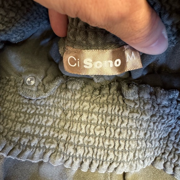 Ci Sono Gray Smocked Pants - Picture 3 of 5